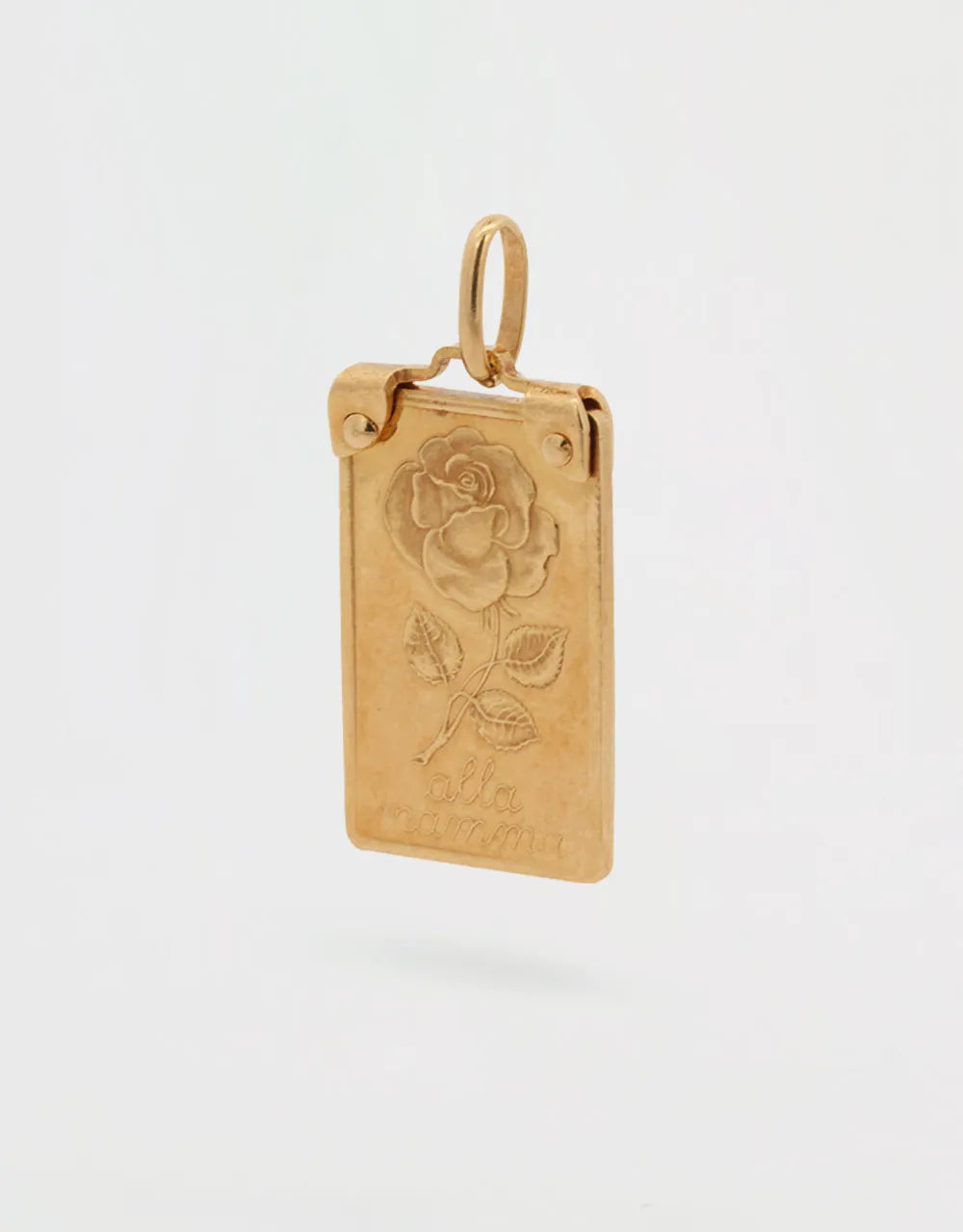 Dije medalla rosa "alla mamma" en oro amarillo de 18k