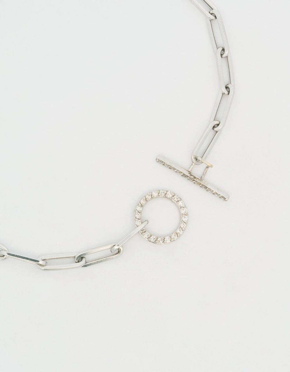 Pulsera eslabón ovalado de diamantes en oro blanco de 18k