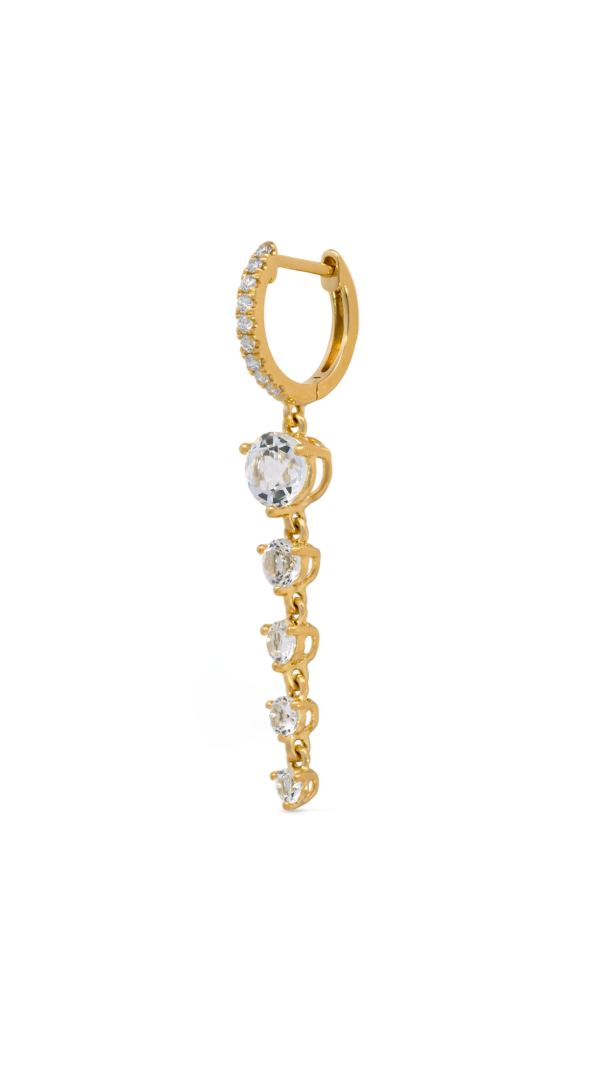 Arete de Diamantes y Topacios Blancos en Oro Amarillo
