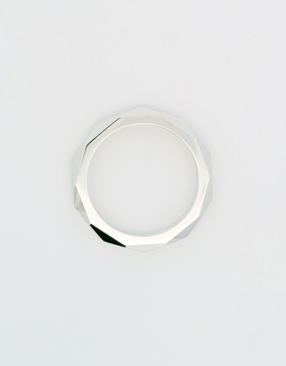 Argolla hexágono de diamantes 0.2 quilates oro blanco 18k