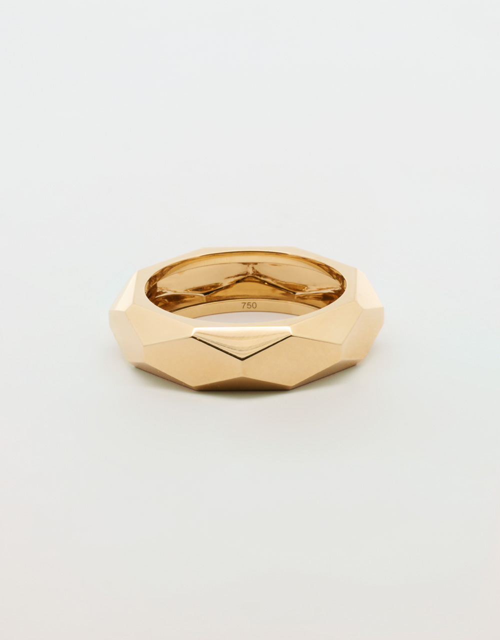 Argolla hexágono en oro amarillo 18k