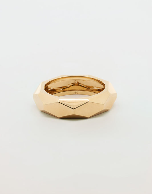 Argolla hexágono en oro amarillo 18k