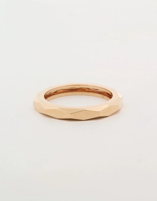 Argolla hexagonal en oro rojo18k