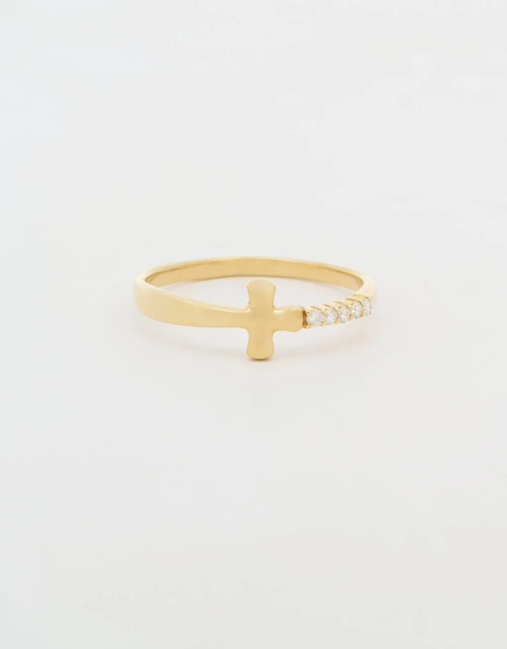 Anillo de cruz de diamantes de 0.05 quilates en oro amarillo 18k