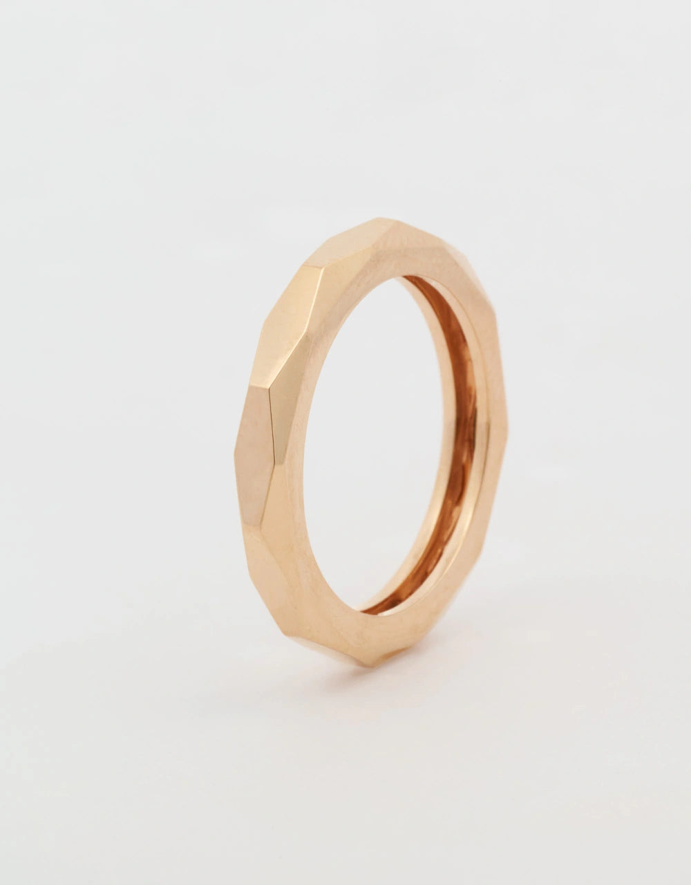 Argolla hexagonal en oro rojo18k