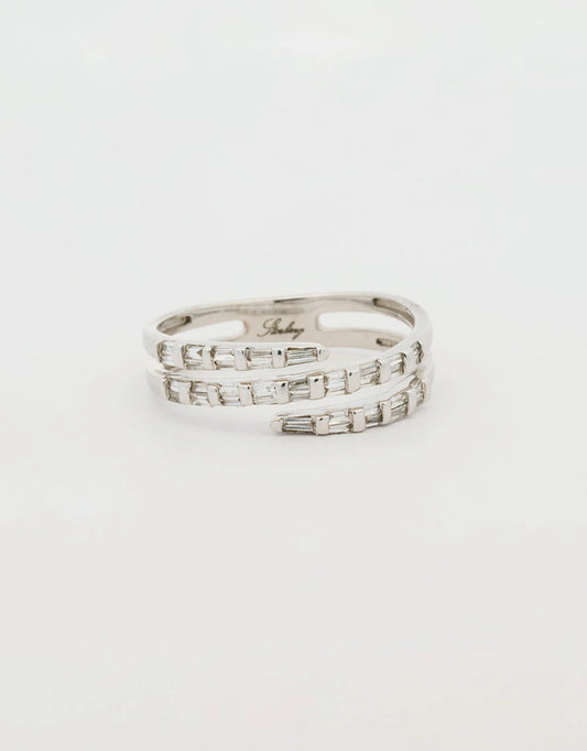 Anillo espiral abierto diamante 0.35 quilates en oro blanco 18k