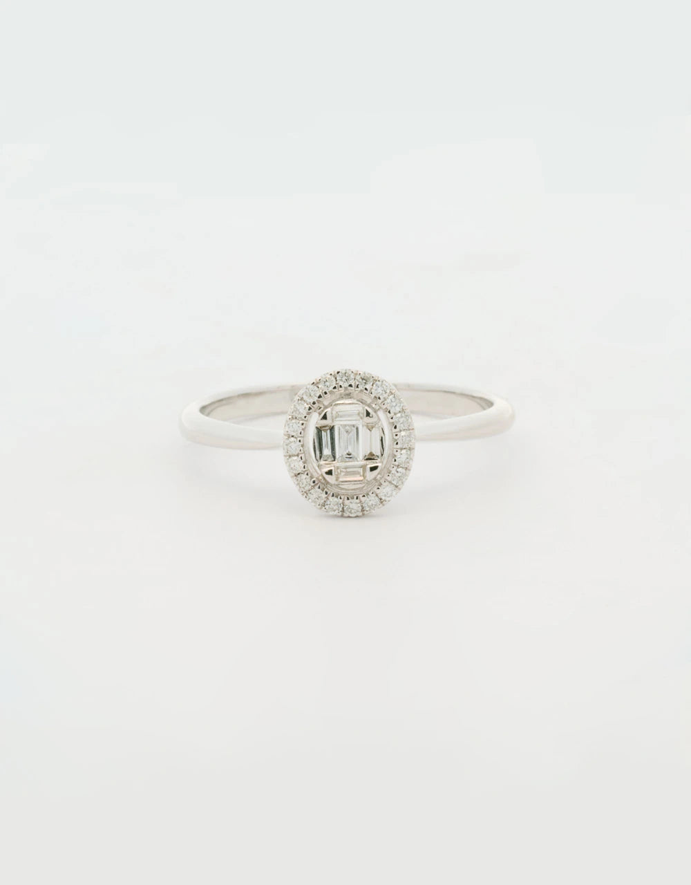 Anillo corona de diamantes de 0.19 quilates en oro blanco 18k