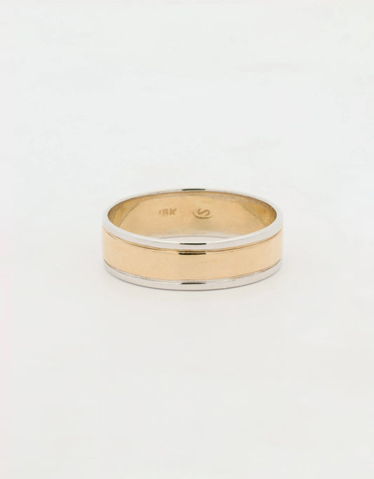 Argolla en oro blanco y oro amarillo de 18k