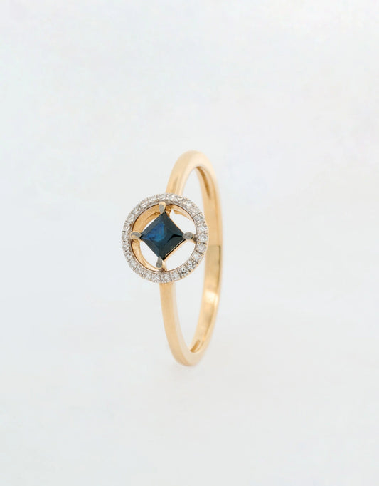 Anillo de zafiro de 0.19 quilates en oro amarillo 18k