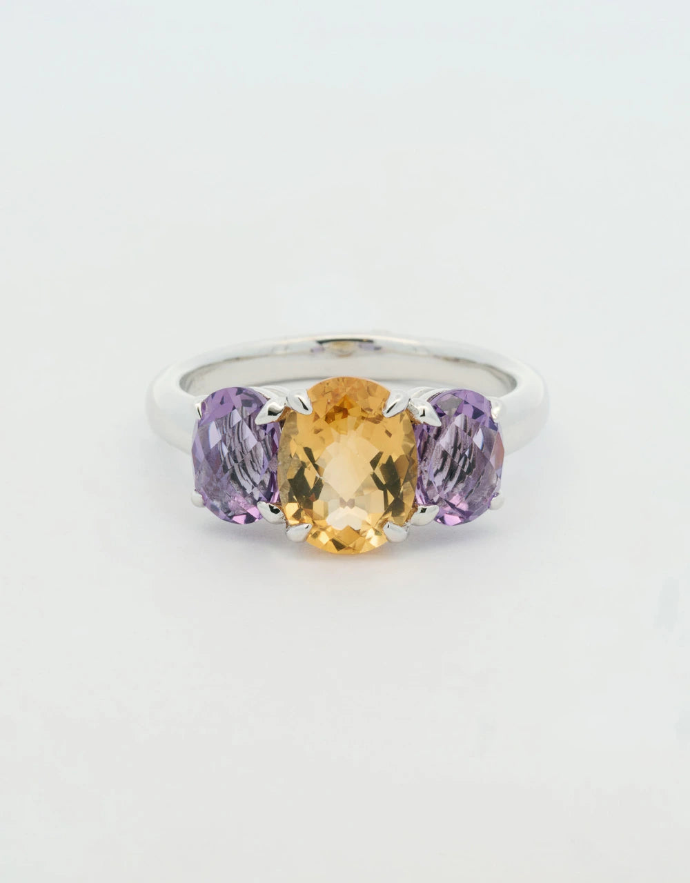 Anillo de amatista y citrino en plata 925