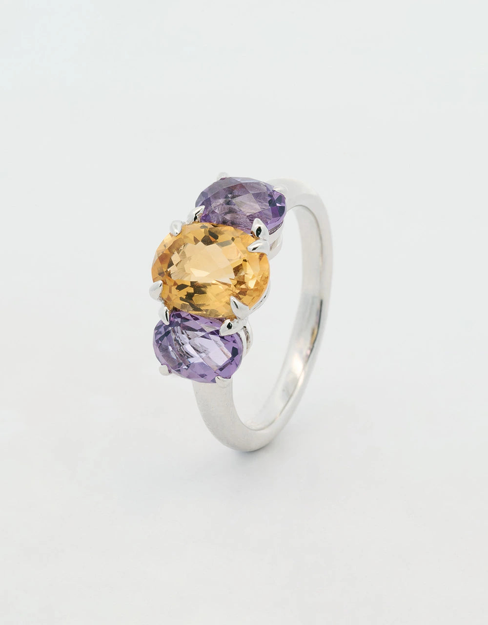 Anillo de amatista y citrino en plata 925