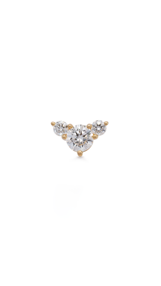 Topo 3 diamantes en oro amarillo