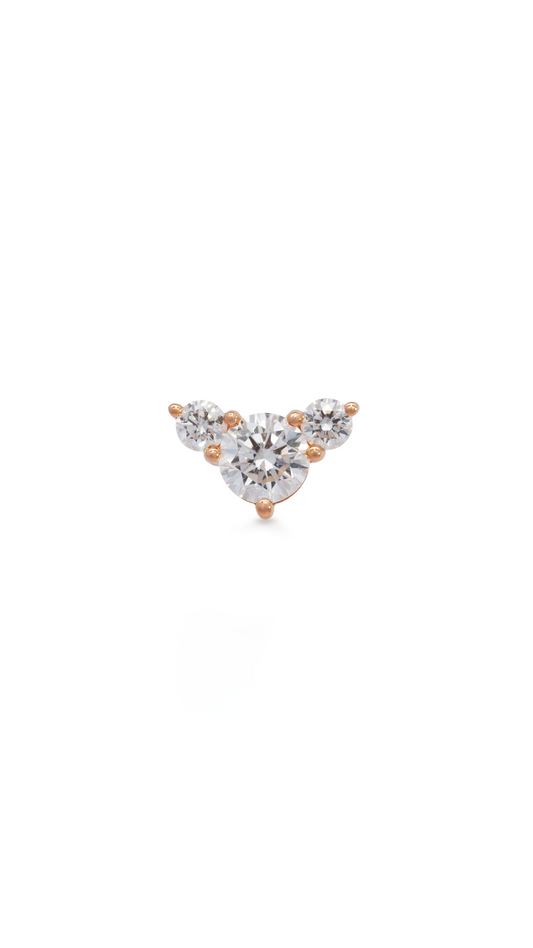 Topo 3 diamantes en oro rosa