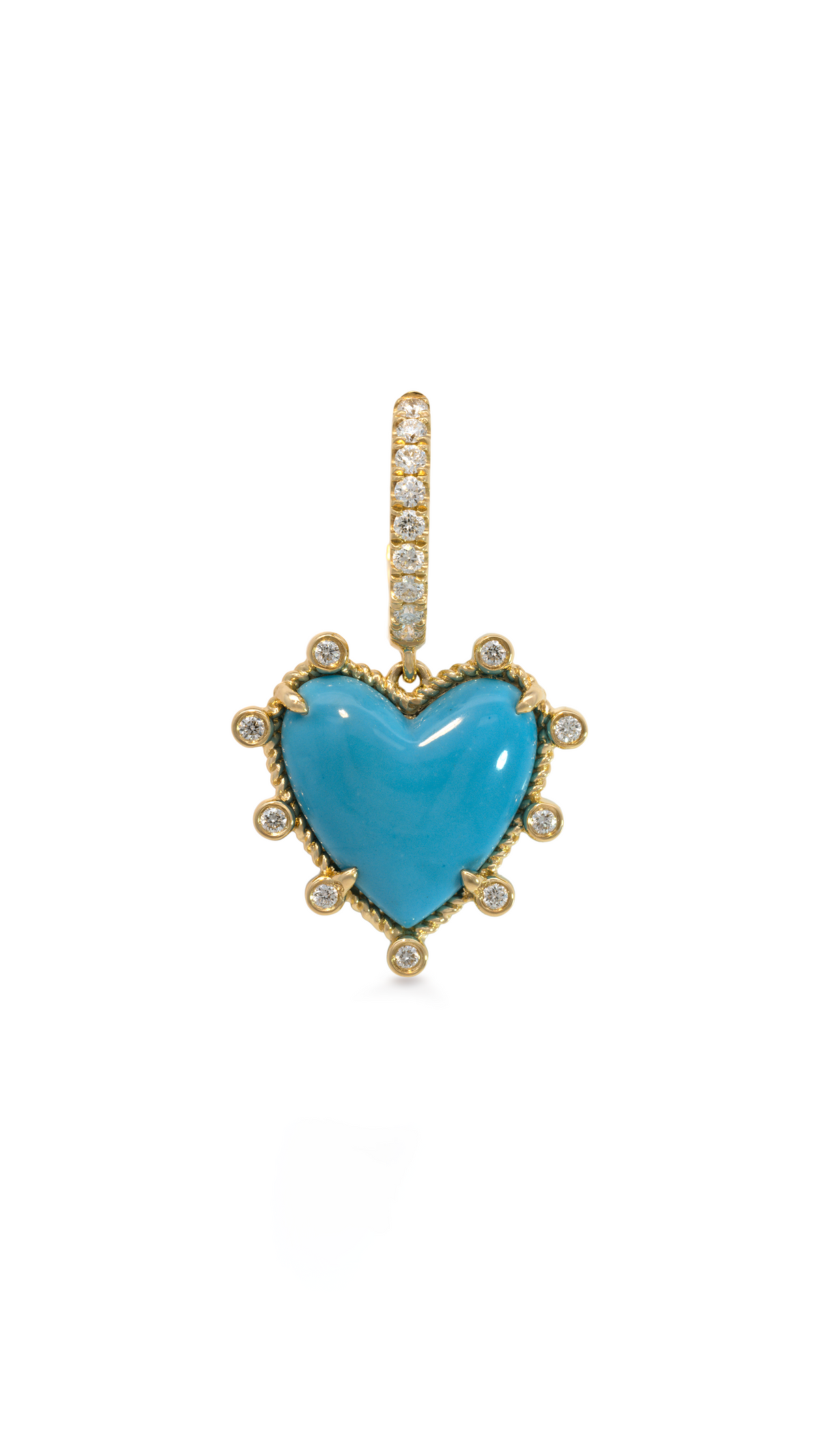 Candonga de Diamantes con Corazón de Turquesa en Oro Amarillo
