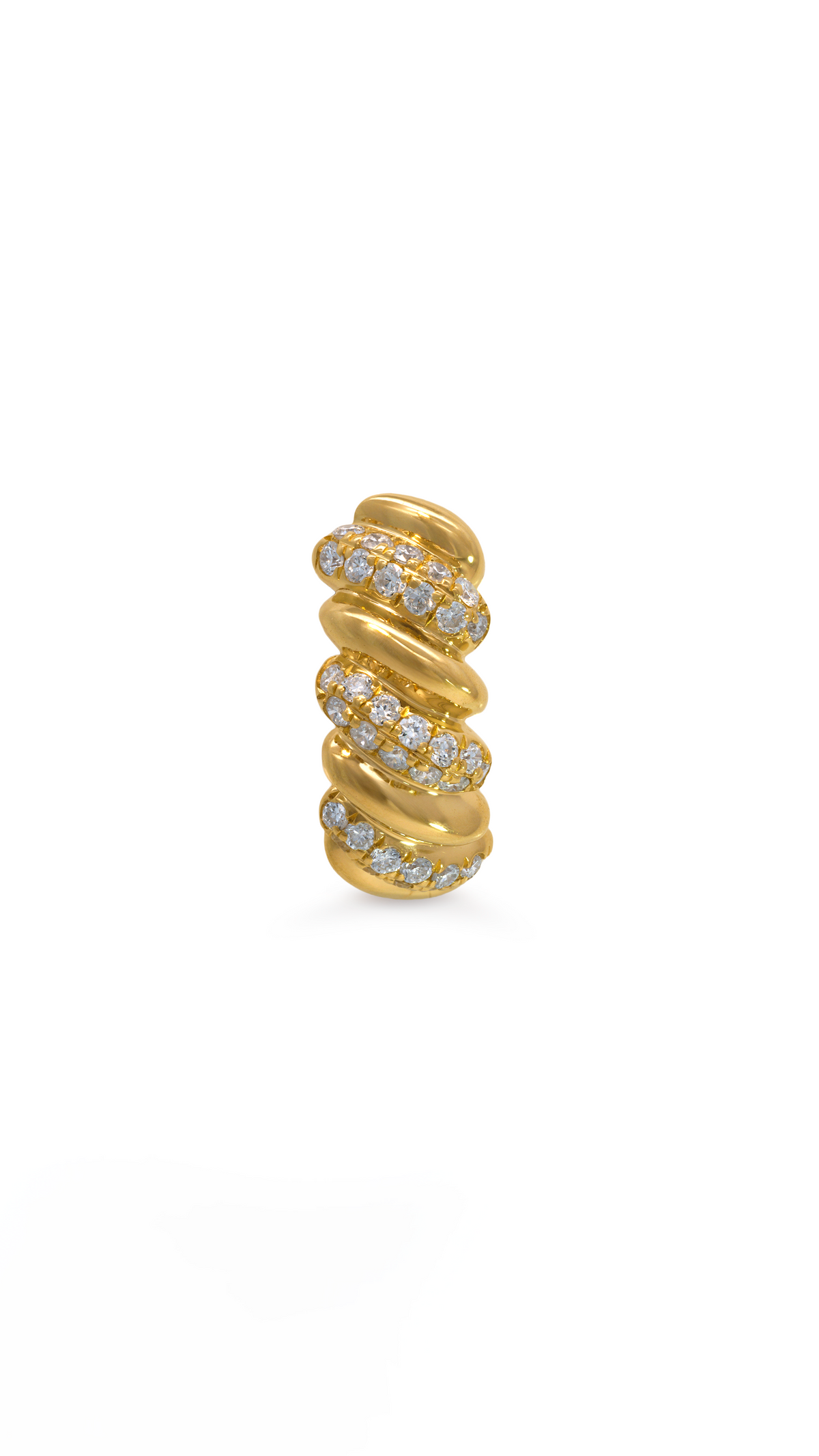 Candonga Acanalada Pavé de Diamantes en Oro Amarillo