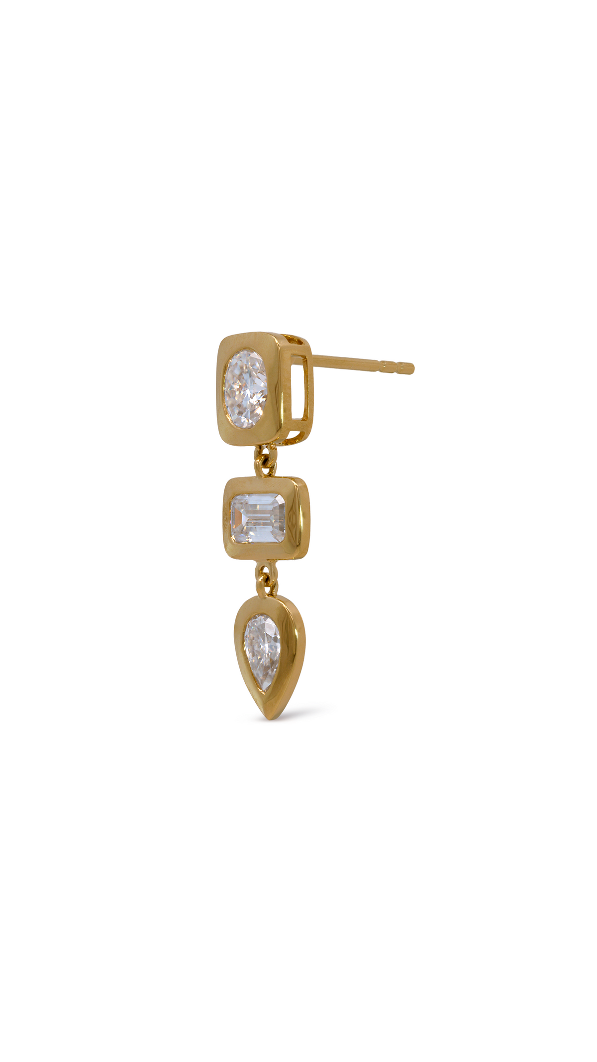 Arete 3 Moissanitas en Oro Amarillo