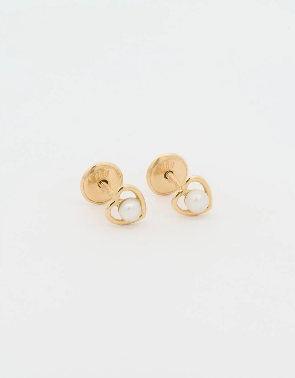 Topos mini corazón perla en oro amarillo 18k
