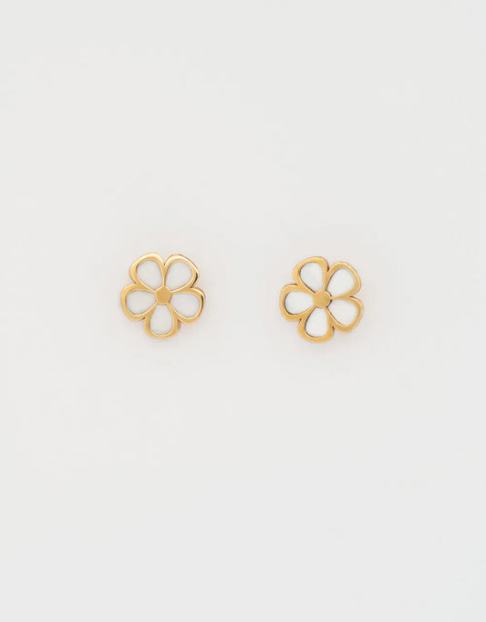 Topos flor nácar en oro amarillo 18k