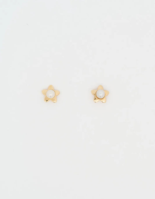 Topos mini flor perla en oro amarillo 18k