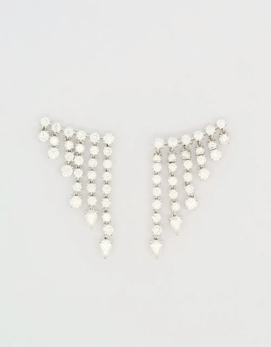 Aretes hileras de diamantes 3.26 quilates en oro blanco 18k