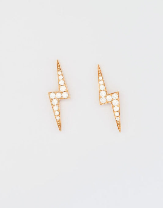 Aretes rayo con diamantes 0.30 quilates en oro rojo 18k