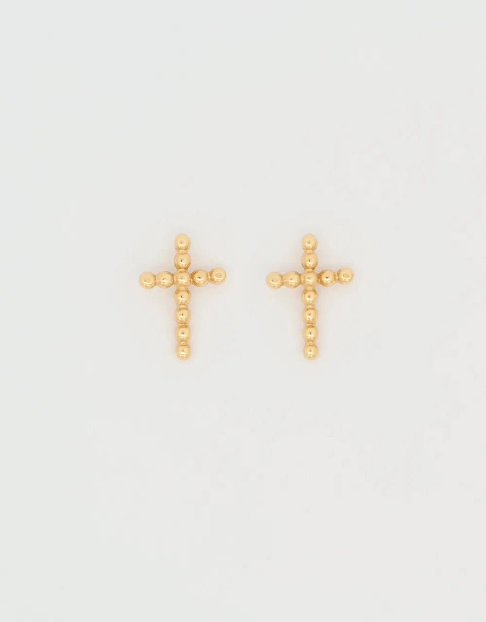 Topos cruz de bolitas en oro amarillo de 18k