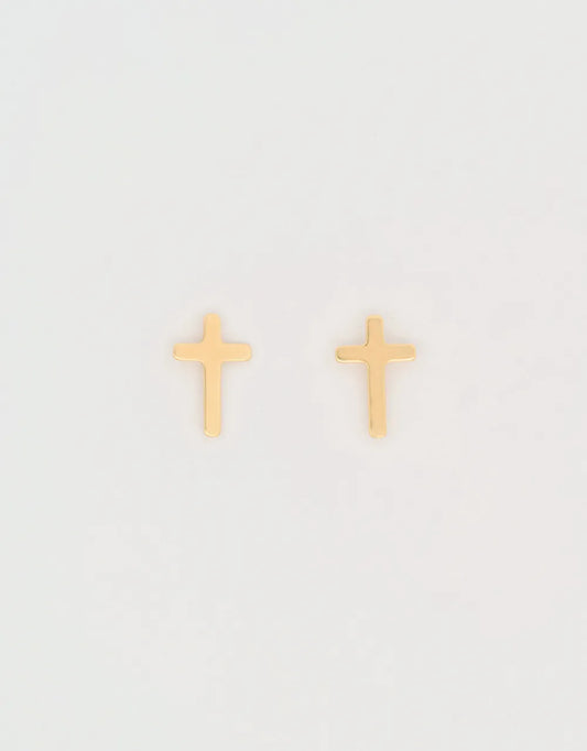 Topos mini cruz plana en oro amarillo de 18k