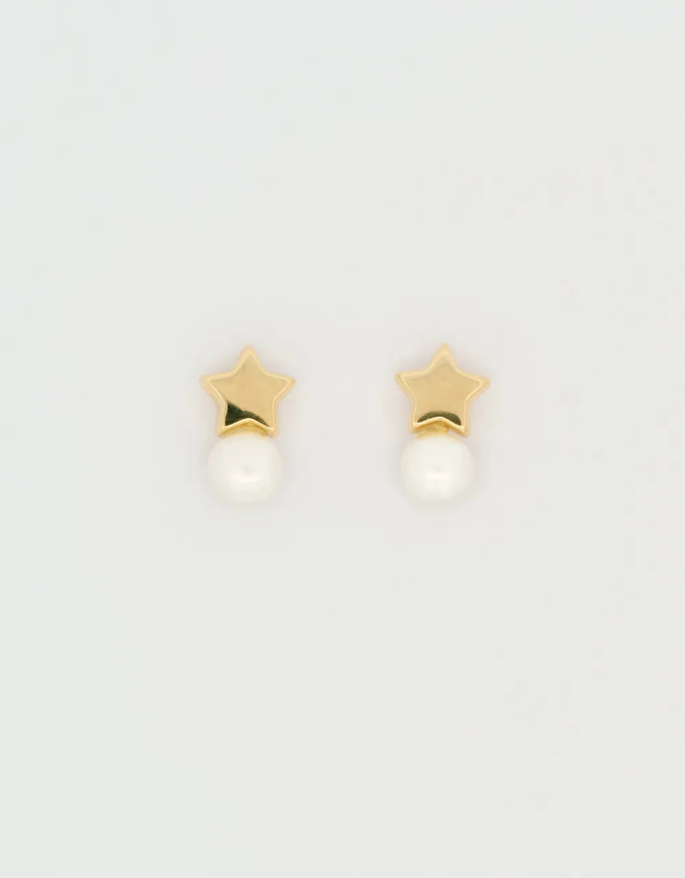 Topos de perla y estrella en oro amarillo de 18k