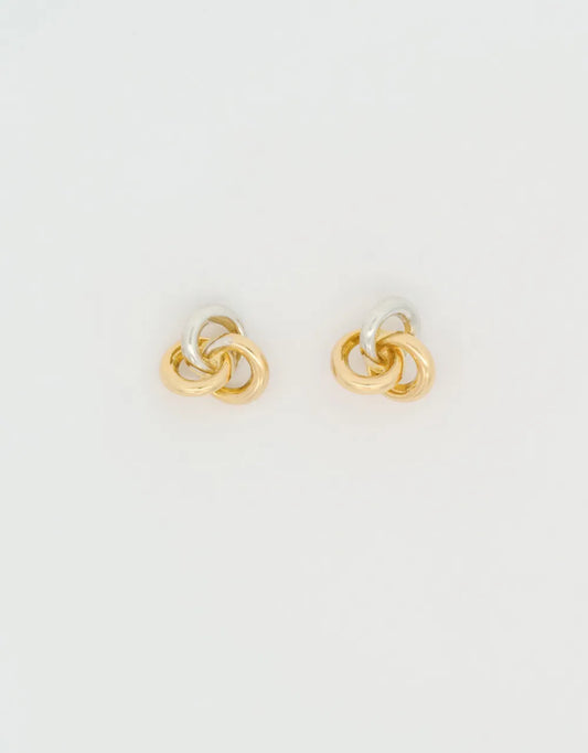 Topos argollas entrelazadas en dos oros de 18k