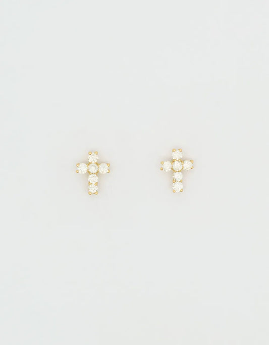 Topos cruz de diamantes de 0.22 quilates en oro amarillo 18k