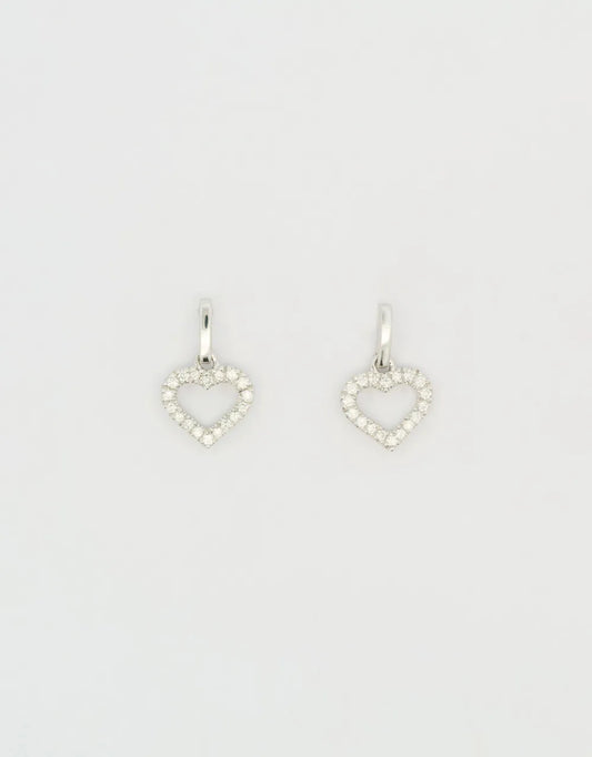 Aretes mini corazón de diamantes 0.11 quilates de 18k