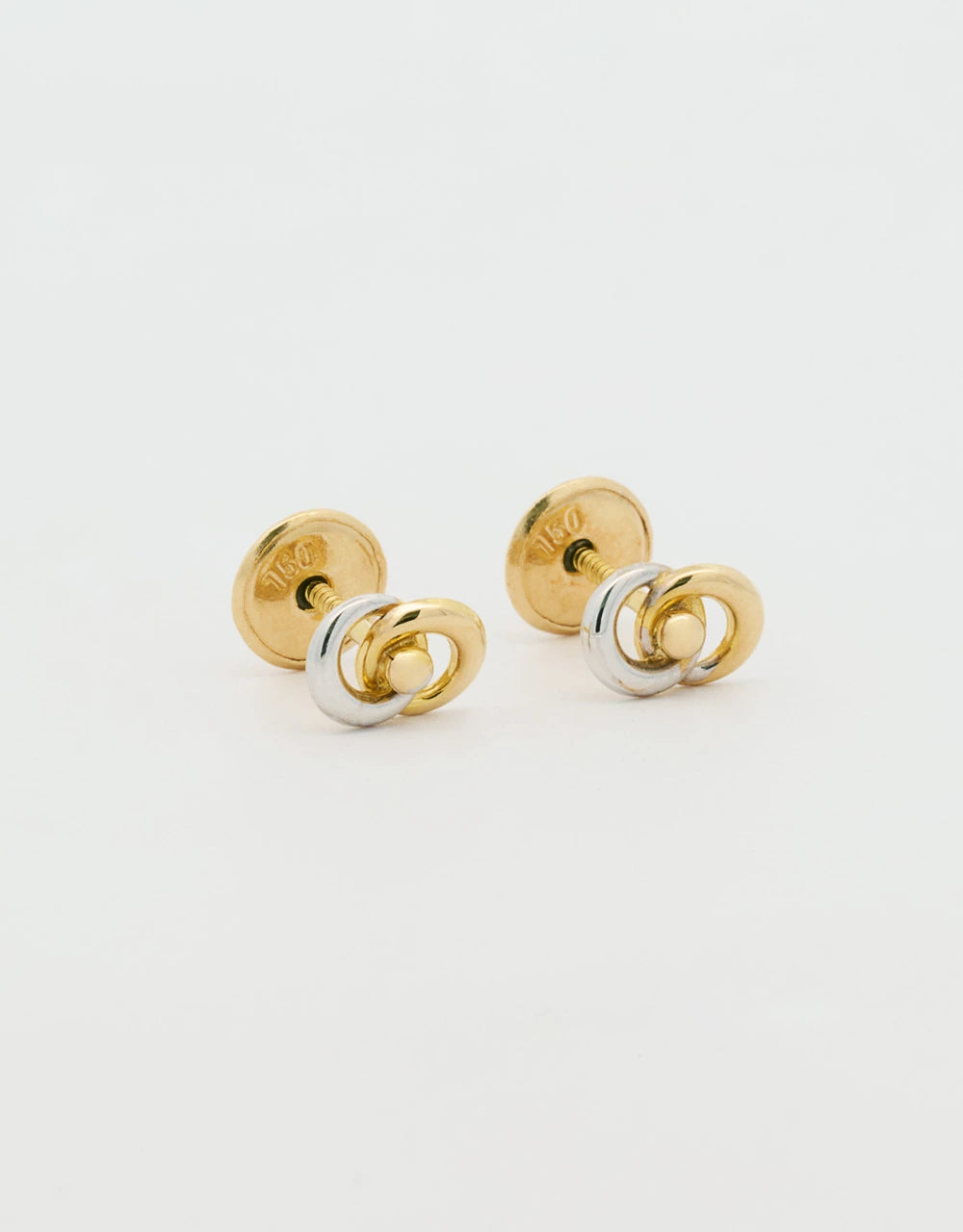 Topos argollas entrelazadas en dos oros de 18k