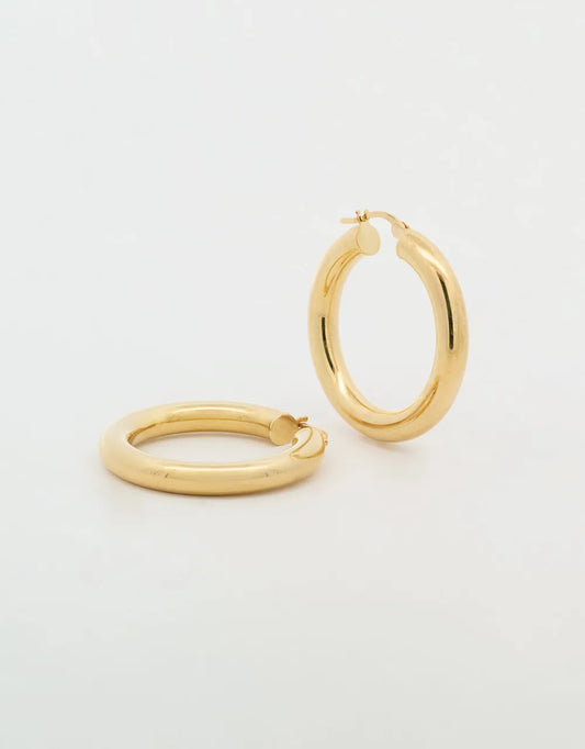 Candongas redondas lisas en oro amarillo 18k