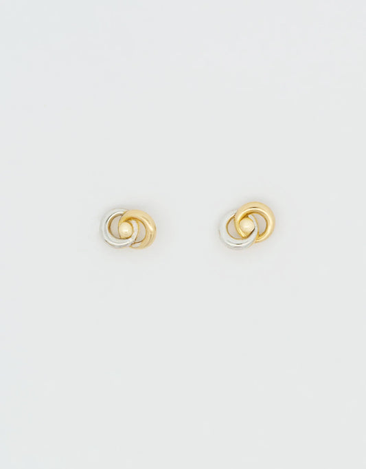 Topos argollas entrelazadas en dos oros de 18k