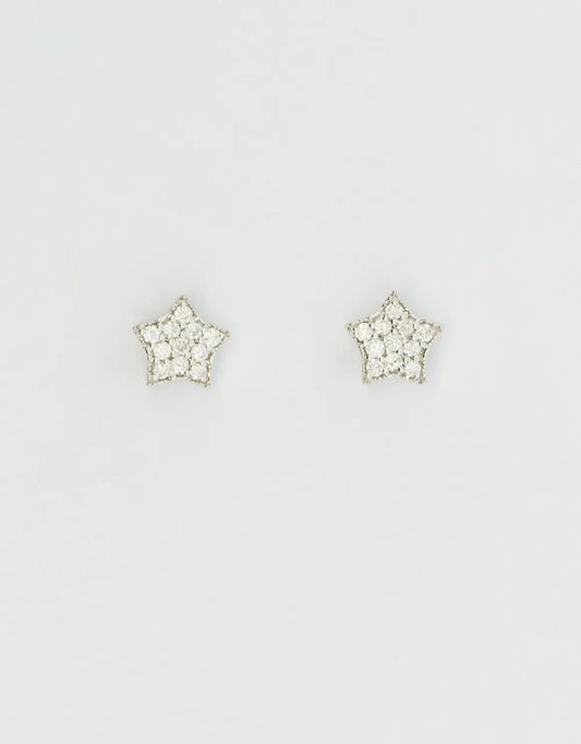 Topos de estrella de diamantes  en oro blanco de 18k