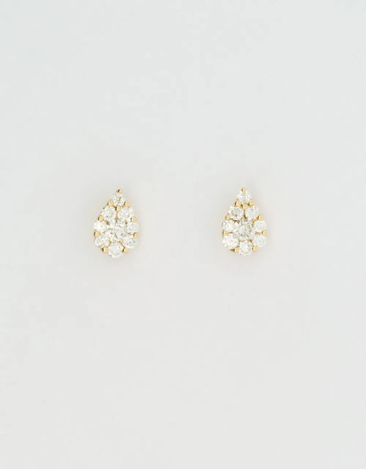 Topos tipo gota de diamantes en oro amarillo de 18k
