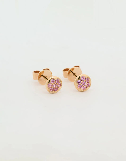 Topos de zafiros rosados en oro rojo 18k
