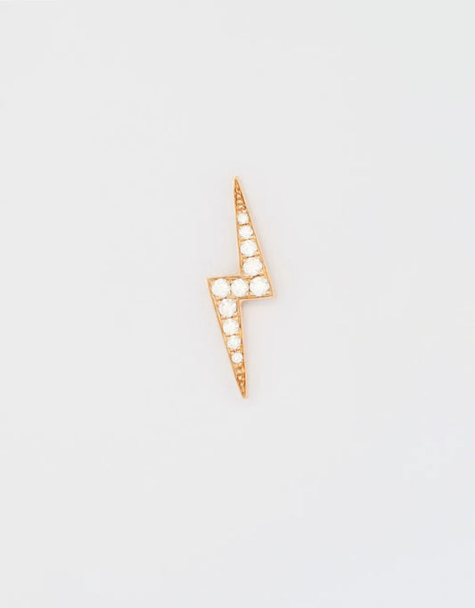 Arete individual de rayo con diamantes 0.17 quilates en oro amarillo 18k