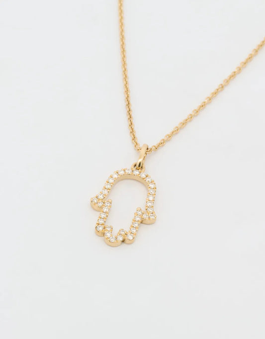 Gargantilla hamsa de diamantes en oro amarillo de 18k