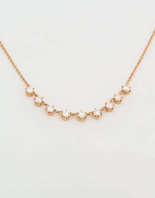 Gargantilla de diamantes en oro rojo de 18k