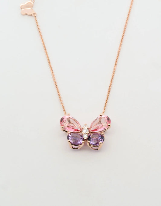 Gargantilla mariposa en oro rojo de 18k
