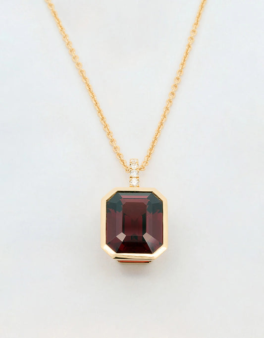Gargantilla de diamante garnet de 3.83 quilates en oro amarillo 18k