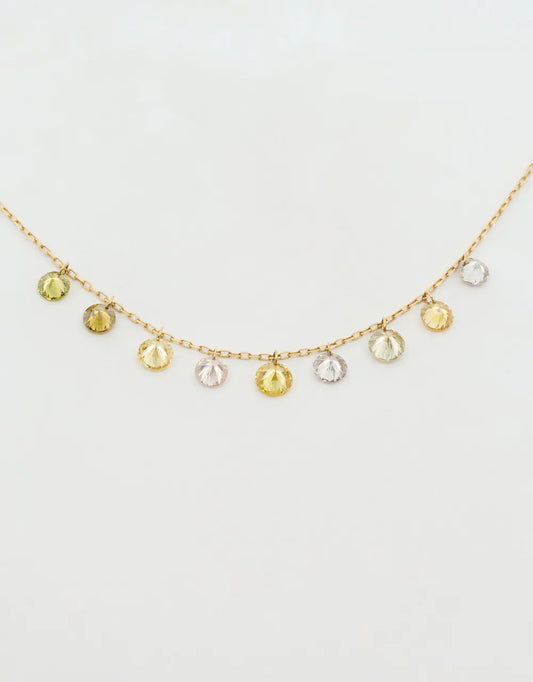 Gargantilla de 9 diamantes en oro amarillo 18k