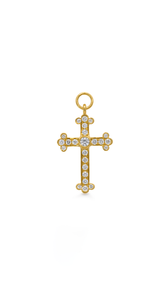 Charm Cruz Bizantina con Diamantes en Oro Amarillo