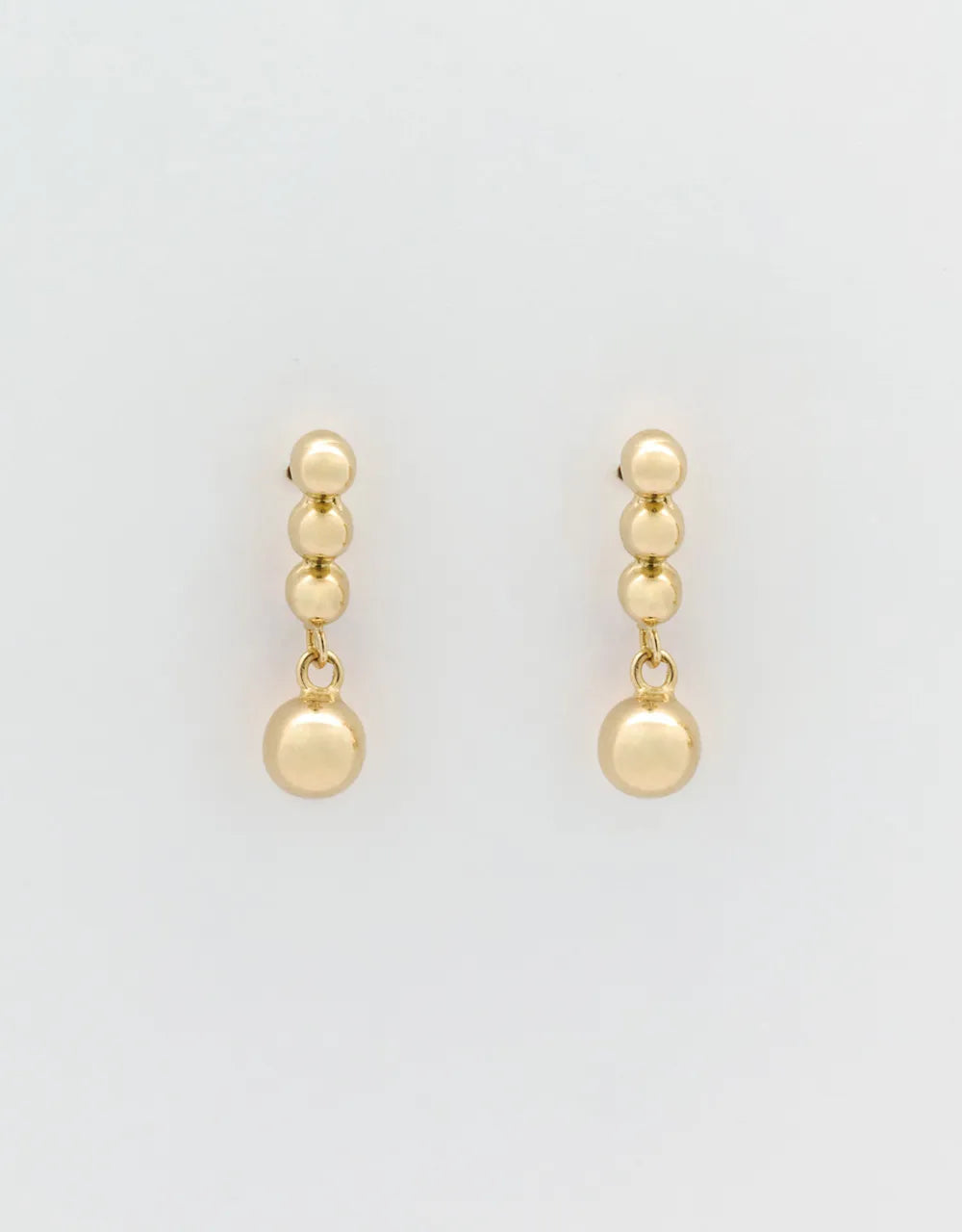 Aretes hilera de bolitas en oro amarillo 18k 14.5 mm