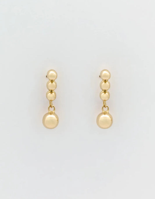 Aretes hilera de bolitas en oro amarillo 18k 14.5 mm