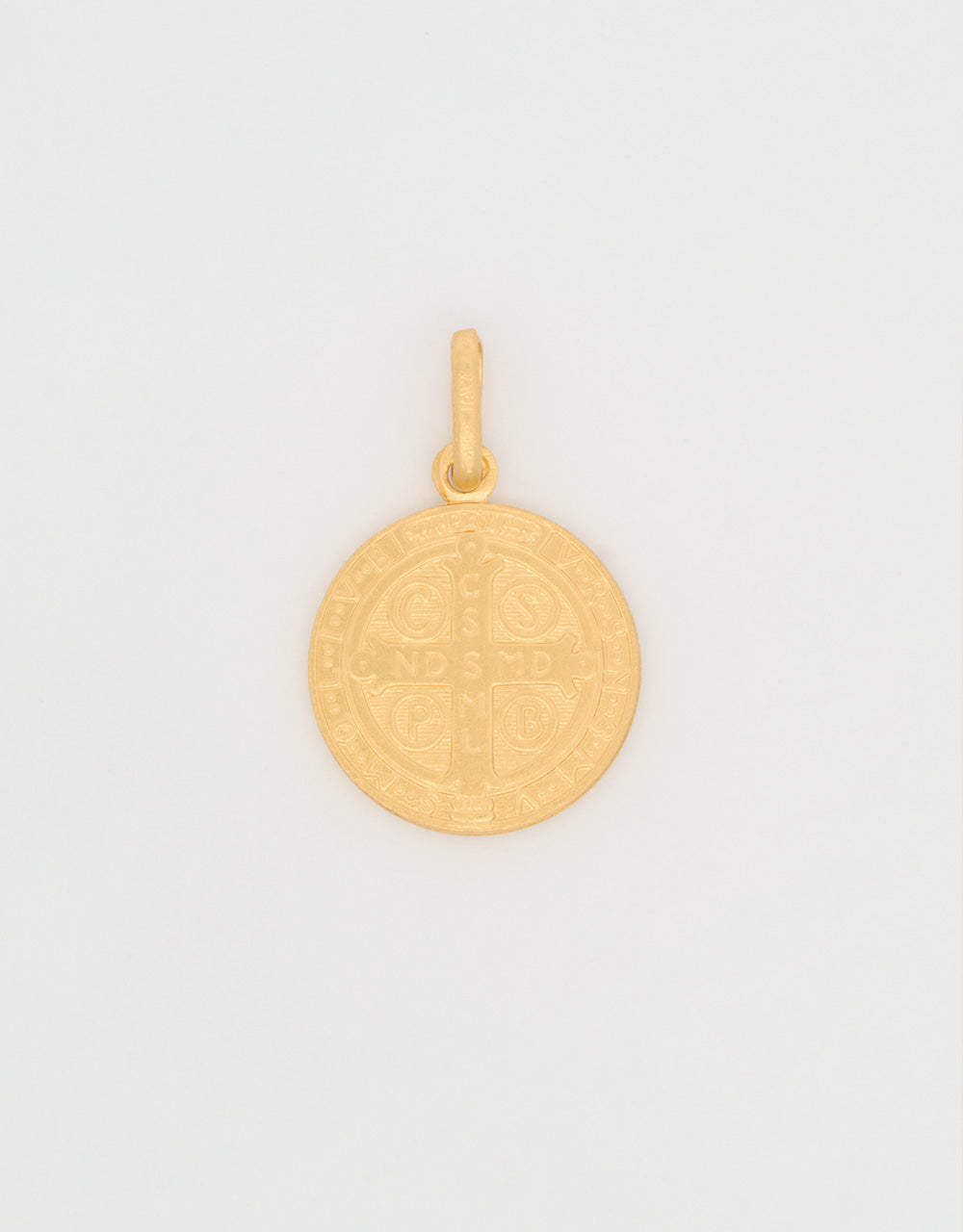 Dije medalla San Benito en oro amarillo de 18k