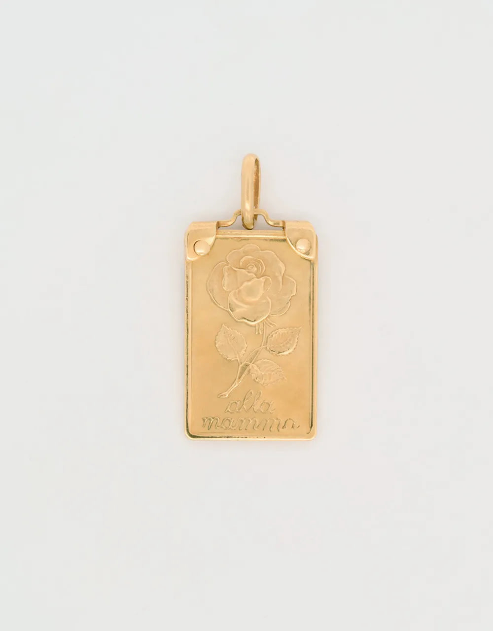 Dije medalla rosa "alla mamma" en oro amarillo de 18k