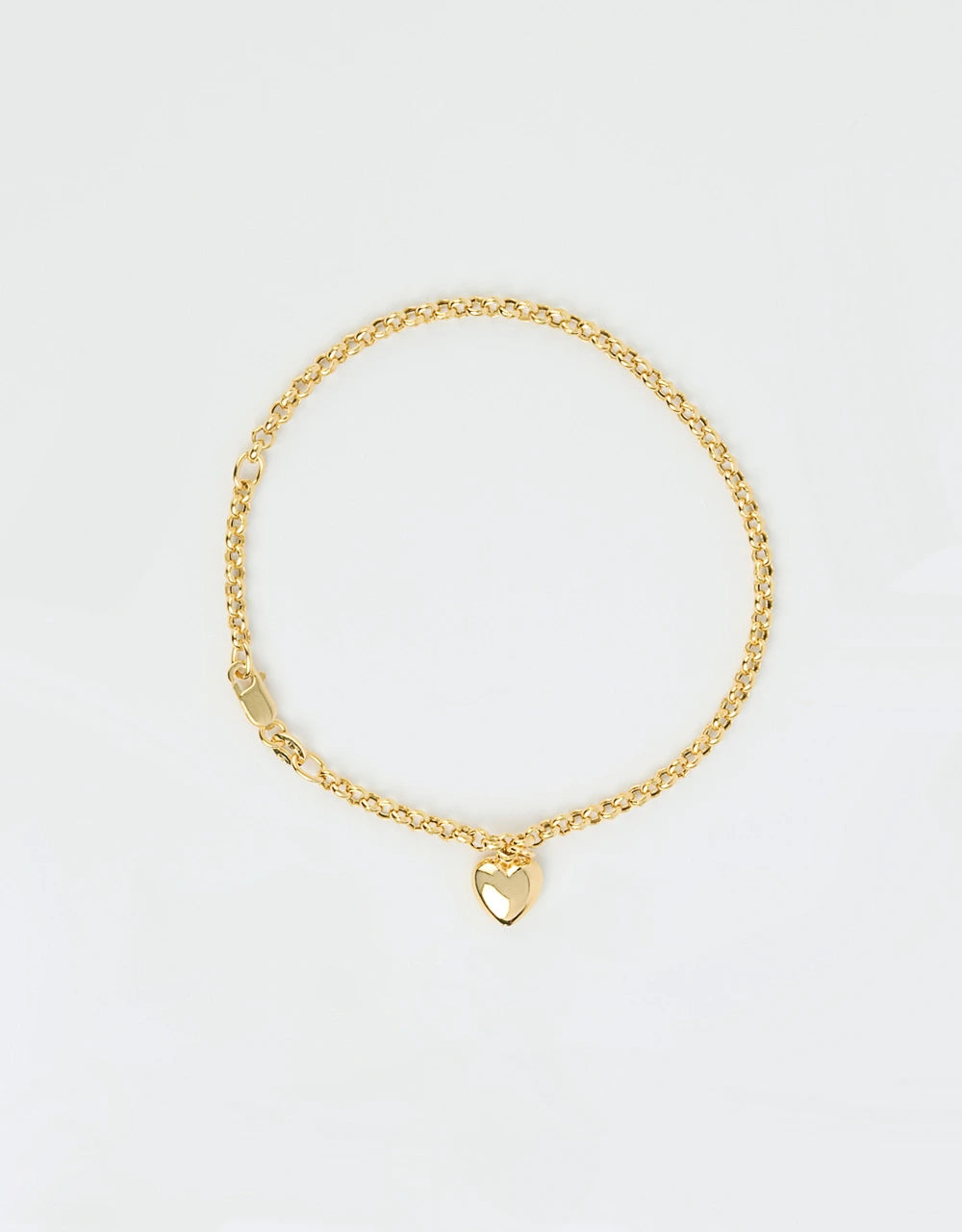 Pulsera de eslabones con corazón en oro amarillo de 18k