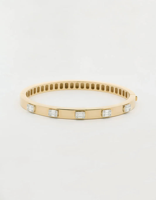 Pulsera brazalete de diamantes en oro amarillo 18k